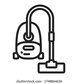 Vacuum cleaner black line icon. Domestic cleaning machine. Household equipment. Sign for web page, mobile app, banner