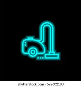 Vacuum cleaner blue glowing neon ui ux icon. Glowing sign logo vector