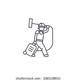 vacuum cleaner carrying vector line icon, sign, illustration on background, editable strokes