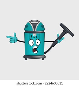 Vacuum cleaner cartoon character with facial expression