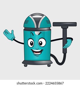 Vacuum cleaner cartoon character with facial expression