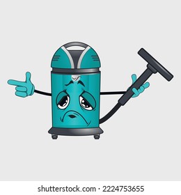 Vacuum cleaner cartoon character with facial expression