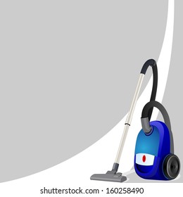Vacuum cleaner for cleaning the premises of a white clean line. Illustration on an abstract gray background.