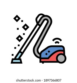 Staubsauger-Farbsymbol-Vektorgrafik. Staubsaugerzeichen. einzelne Symbolillustration