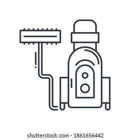 Icono de concepto del limpiador de vacío, ilustración lineal aislada, vector de línea delgada, signo de diseño web, símbolo de concepto de contorno con trazo editable sobre fondo blanco.