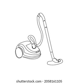 Vacuum Cleaner Continuous Line Drawing. One Line Art Of Home Appliance, Cleaning, Apartment Cleaning, Smart Technology, Hoover.