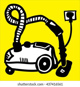 Vacuum cleaner doodle icon with separated fill and background layers