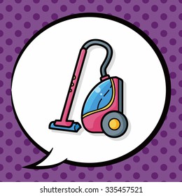 Vacuum cleaner doodle, speech bubble