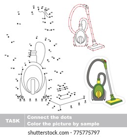 Vacuum Cleaner. Dot to dot educational game for kids.