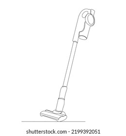 vacuum cleaner drawing by one continuous line, vector