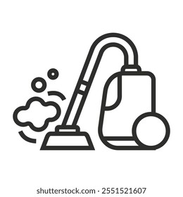 Vacuum Cleaner with Dust icon, floor cleaning activity outline icon, editable vector illustration and transparent graphic element. Isolated on white background