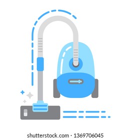 Vacuum cleaner flat color icon. Electronic devices concept. Floor cleaning. Sign for web page, mobile app, banner. Wet and dry cleaning. Isolated flat template.