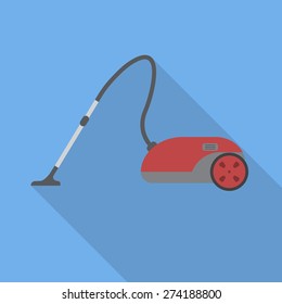 Vacuum cleaner flat icon with long shadow. Vector illustration EPS10