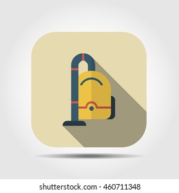 vacuum cleaner flat icon with long shadow, vector illustration