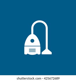 Vacuum Cleaner Flat Icon On Blue Background