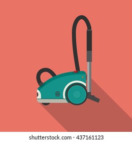 Vacuum cleaner flat illustration with long shadow.