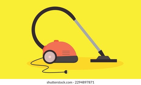 Staubsauger. Flache Vektorgrafik auf gelbem Hintergrund.