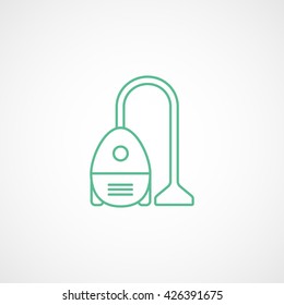 Vacuum Cleaner Green Flat Icon On White Background