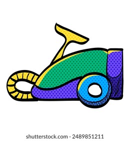 Vacuum cleaner halftone icon hand drawn color vector illustration