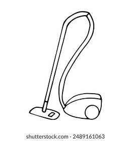 vacuum cleaner hand drawn in doodle style. illustration of cleaning technique.