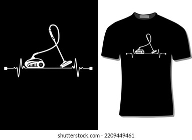 Vacuum Cleaner Heartbeat T-Shirt Design Illustration