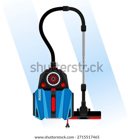 Vacuum cleaner for household color vector illustration. Domestic electric appliances