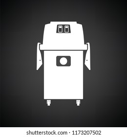 Vacuum cleaner icon. Black background with white. Vector illustration.