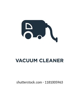 Vacuum cleaner icon. Black filled vector illustration. Vacuum cleaner symbol on white background. Can be used in web and mobile.