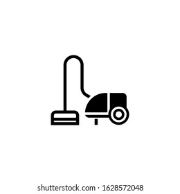 Vacuum cleaner icon in black flat shape design isolated on white background