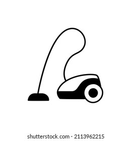 Vacuum cleaner Icon in black flat glyph, filled style isolated on white background