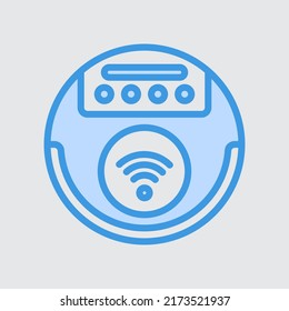 Vacuum cleaner icon in blue style about smart home, use for website mobile app presentation