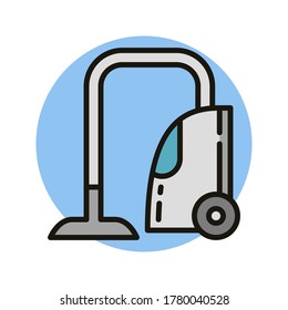 Diseño del icono del limpiador de vacío. Ilustración del vector del equipo de limpieza de polvo