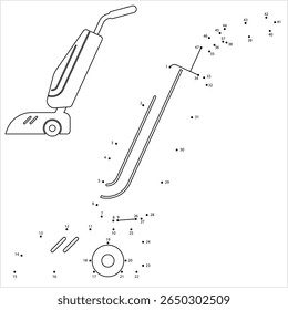 Vacuum Cleaner Icon Dot To Dot, Vacuum Dust Cleaner Vector Art Illustration