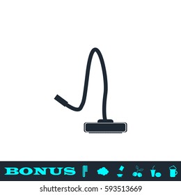 Vacuum Cleaner icon flat. Black pictogram on white background. Vector illustration symbol and bonus button