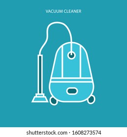 Vacuum cleaner icon flat design with blue color