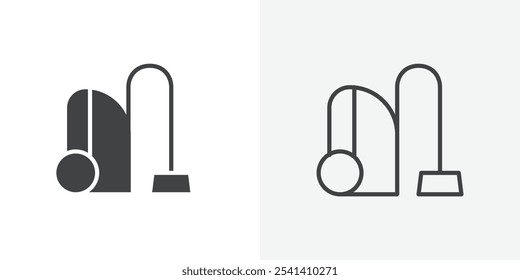 Ícone de aspirador de pó plano e design de conjunto simples