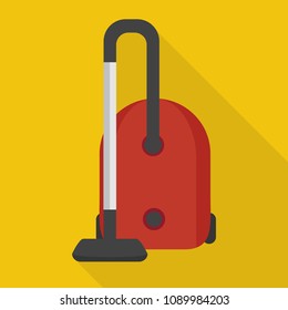 vacuum cleaner icon in flat style with long shadow, isolated vector illustration on yellow transparent background