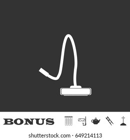 Vacuum Cleaner icon flat. White pictogram on black background. Vector illustration symbol and bonus icons
