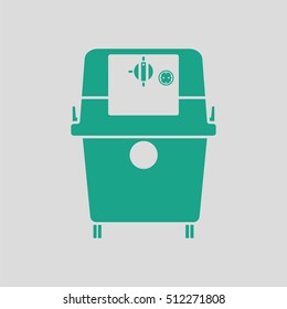 Vacuum cleaner icon. Gray background with green. Vector illustration.