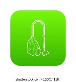 Vacuum cleaner icon green vector isolated on white background