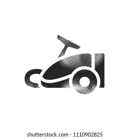 Vacuum cleaner icon in halftone style. Black and white monochrome vector illustration.