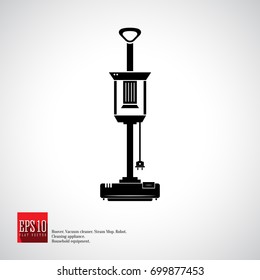 Vacuum cleaner icon, hand model with cyclone reservoir and filter. Cleaning service device.
