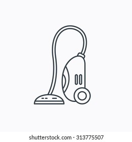 Vacuum cleaner icon. Housework device sign. Linear outline icon on white background. Vector