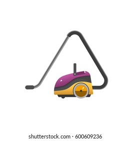 Vacuum cleaner icon isolated on white. Electrical vacuum cleaner. Equipment for house cleaning tool device. Domestic cleaning machine symbol sign in flat style.