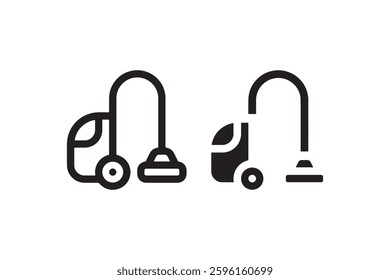 Vacuum cleaner icon in outline and solid Vector