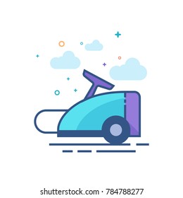 Vacuum cleaner icon in outlined flat color style. Vector illustration.