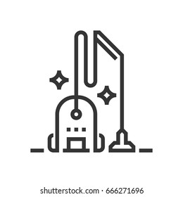 Vacuum cleaner icon, part of the square icons, cleaning service icon set. The illustration is a vector, editable stroke, thirty-two by thirty-two matrix grid, pixel perfect file.
