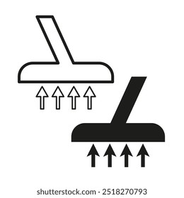 Vacuum cleaner icon. Simple black and outline design. Airflow arrows symbol. Vector illustration.