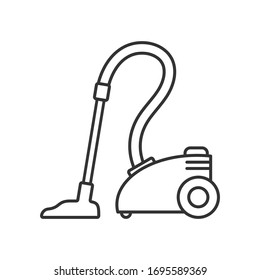 Vacuum cleaner icon, thin line, empty outline isolated on white background, flat modern design. Stock illustration