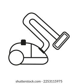 Vacuum cleaner icon, thin line, empty outline isolated on white background, flat modern design. Stock illustration